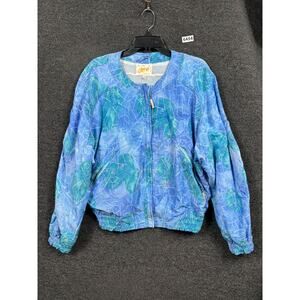 VtG 90s Chervo by Petro Luigi Windbreaker Jacket Womens Sz 44 US 8 Blue Full Zip